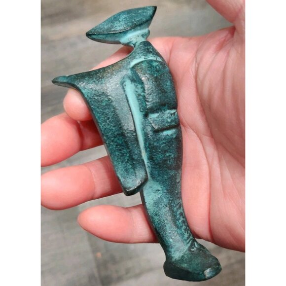 Vintage Japanese Rustic Bronze Geisha Girl Statue Sculpture Figurine 4.25x1.75" - Picture 6 of 11